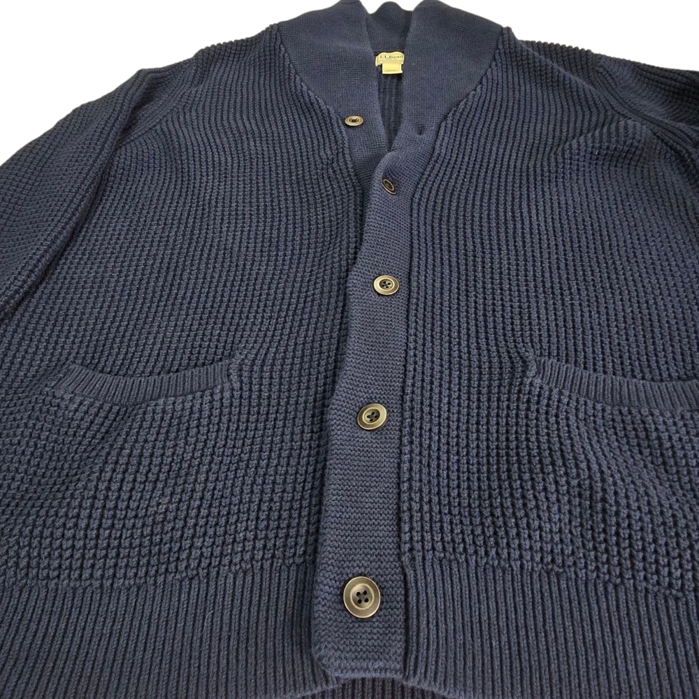 L.L. Bean Dark Navy Blue Men's Button Down Cardigan Sweater Size XXL - Picture 4 of 12